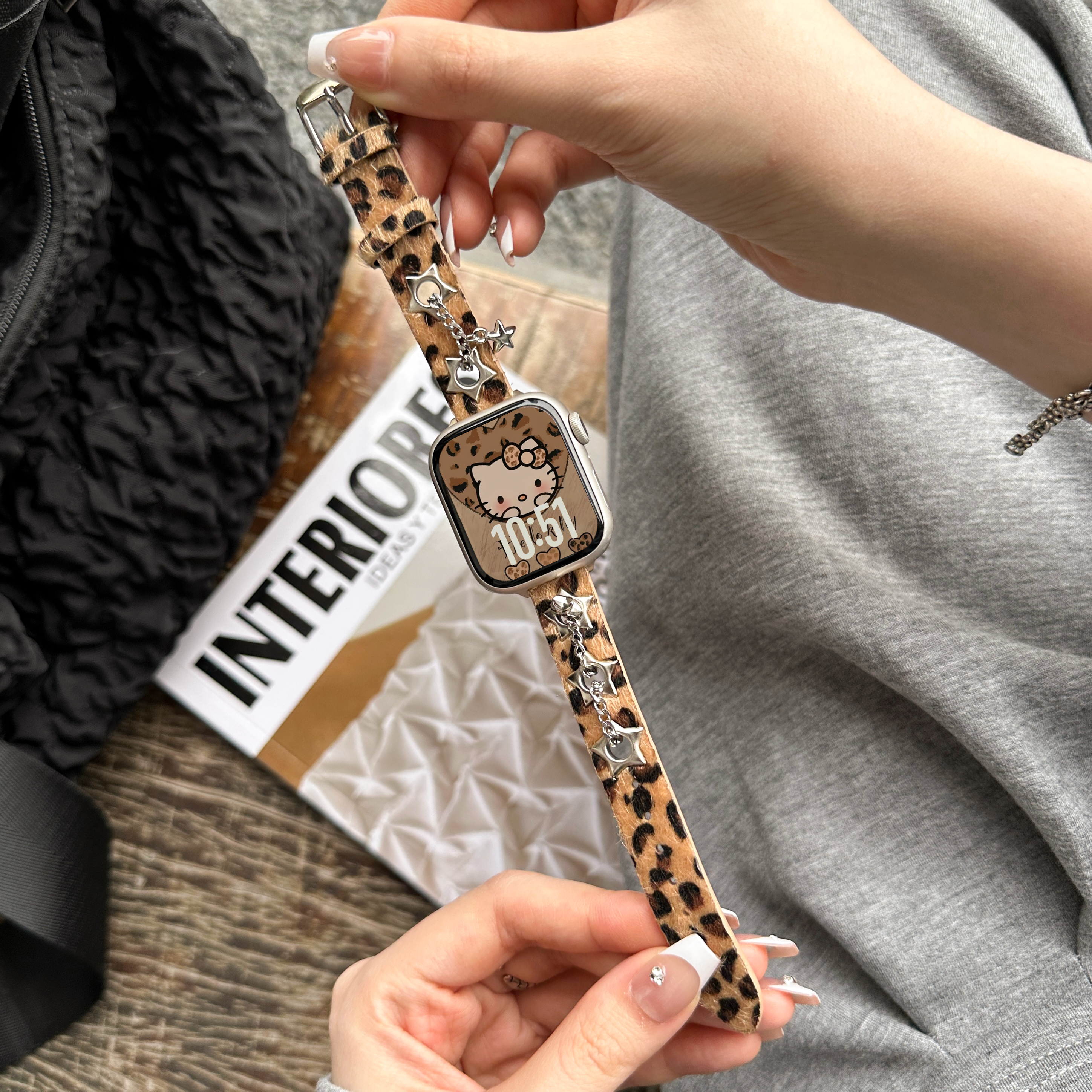 iwatchS11手表带豹纹秋冬甜美