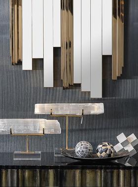 现代简约水晶底座石膏石创意摆件客D厅玄关电视柜样板房家居装饰