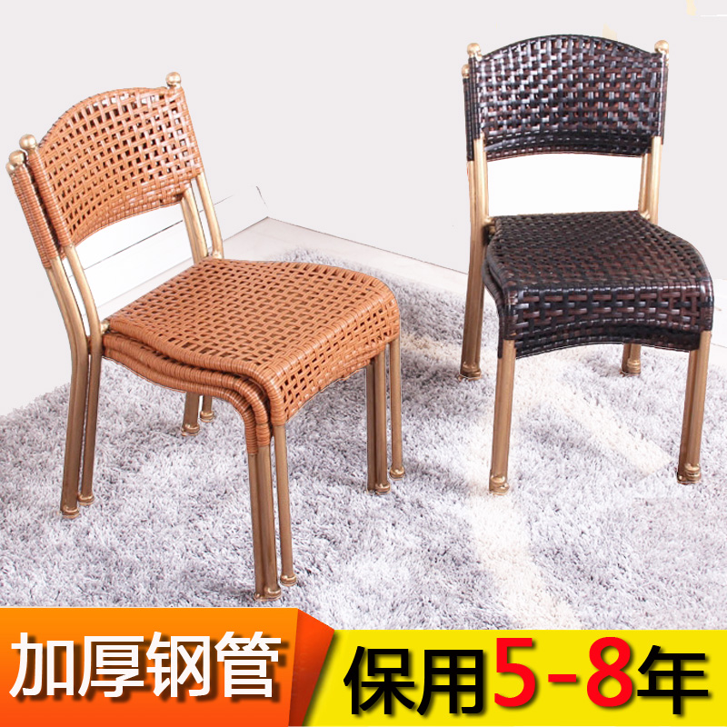 藤椅小藤椅子可重叠家用客厅配茶几靠背椅儿童轻便换凳铁艺休闲椅