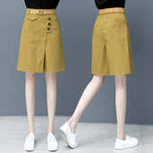 裙裤 五分短裤 薄款 高腰宽松春秋女裤 女休闲直筒阔腿中裤 2021年夏季