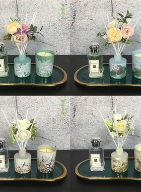 轻奢样板房间大理石瓷砖卫浴摆件厕所装饰品卫生间展厅浴室柜托盘