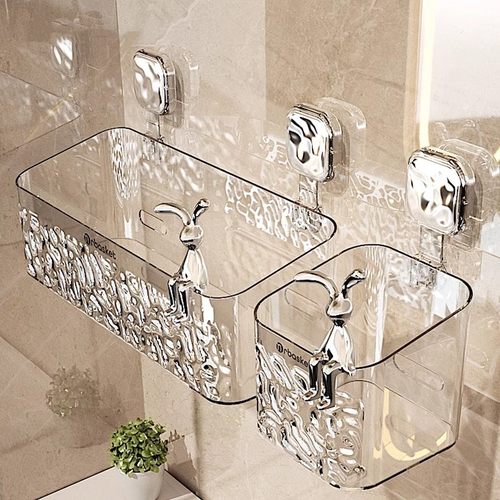 化妆室置物架免打孔壁挂浴室架子洗手间挂篮厕所洗漱台挂墙收纳层