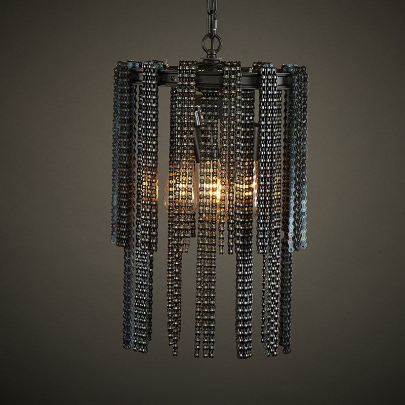 单车链美式欧式客厅复古怀旧工业创意广东酒吧咖啡厅吧台餐厅吊灯