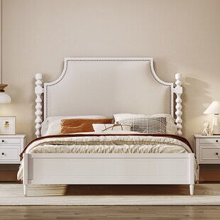 奶油风实木床f白色主卧大床现代轻奢1米8冰柱床法式双人储物公主