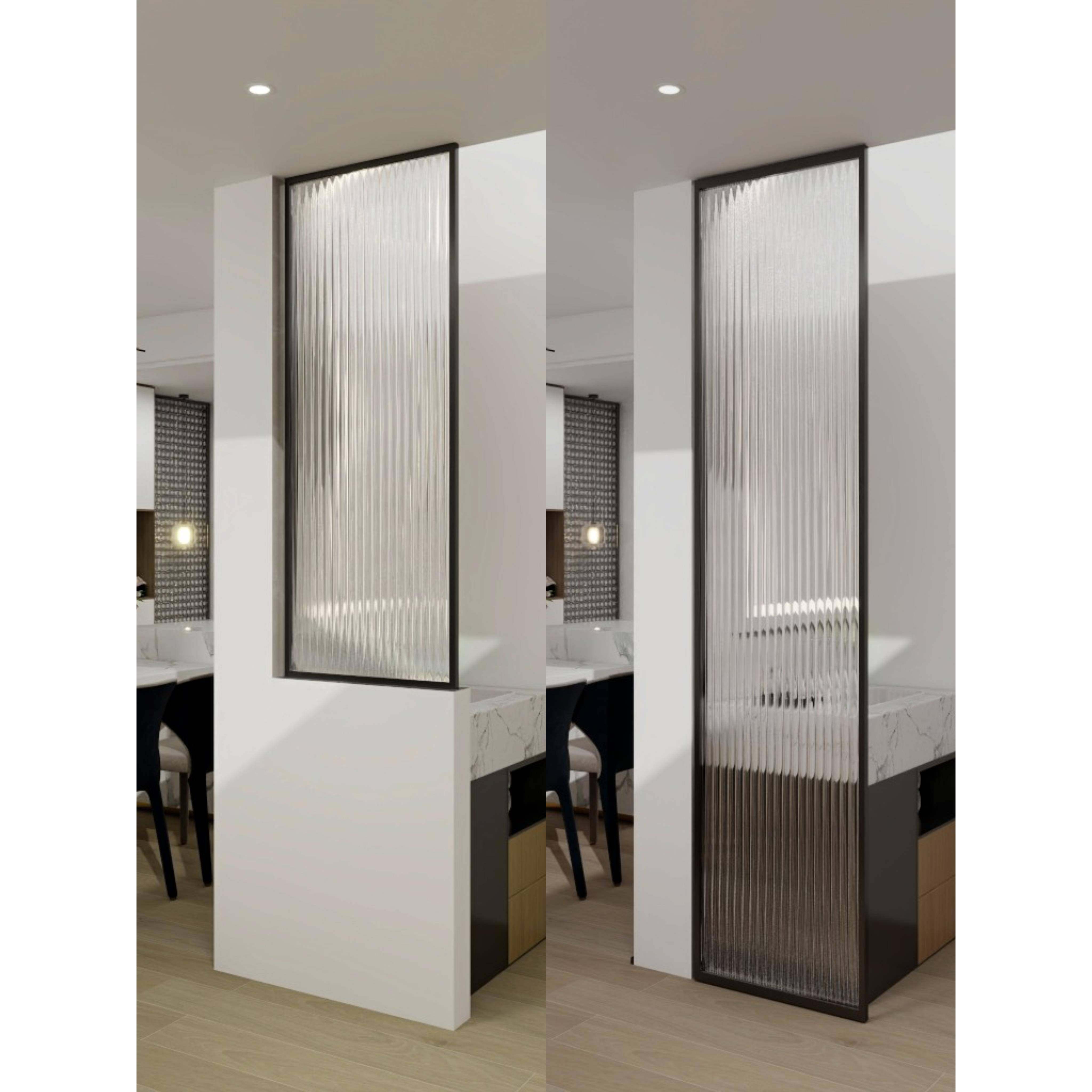 钢化玻璃屏风定制现代简约铁不锈钢隔断脸盆客厅入口大厅装修