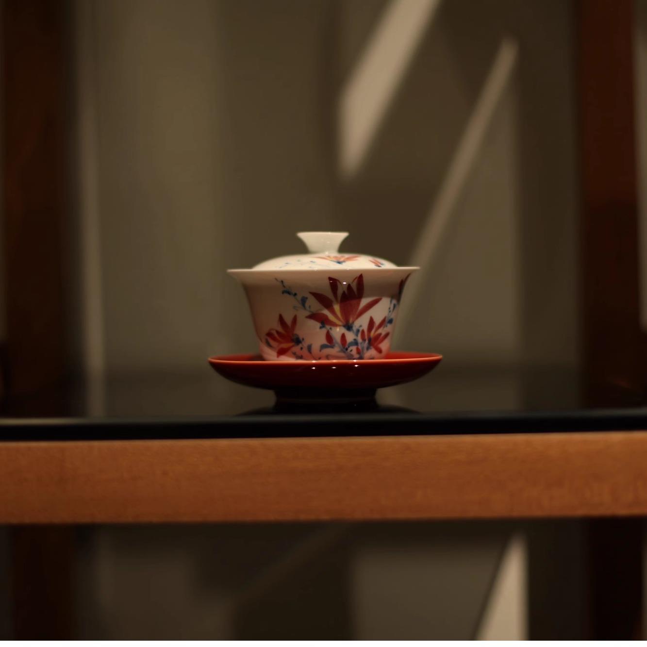 |梅似雪|若深三才盖碗 评审白瓷 防烫设计 景德镇白釉