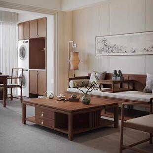 新中式高端黑胡桃白蜡木沙发罗汉床酒店民宿办公室家用客厅家具