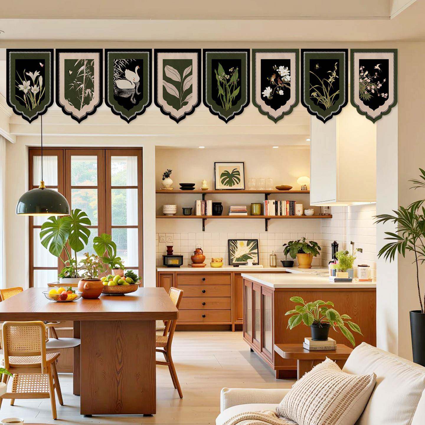 中古风门帘三角旗帘复古门楣短门帘小挂旗厨房隔断窗窗户帘头半帘