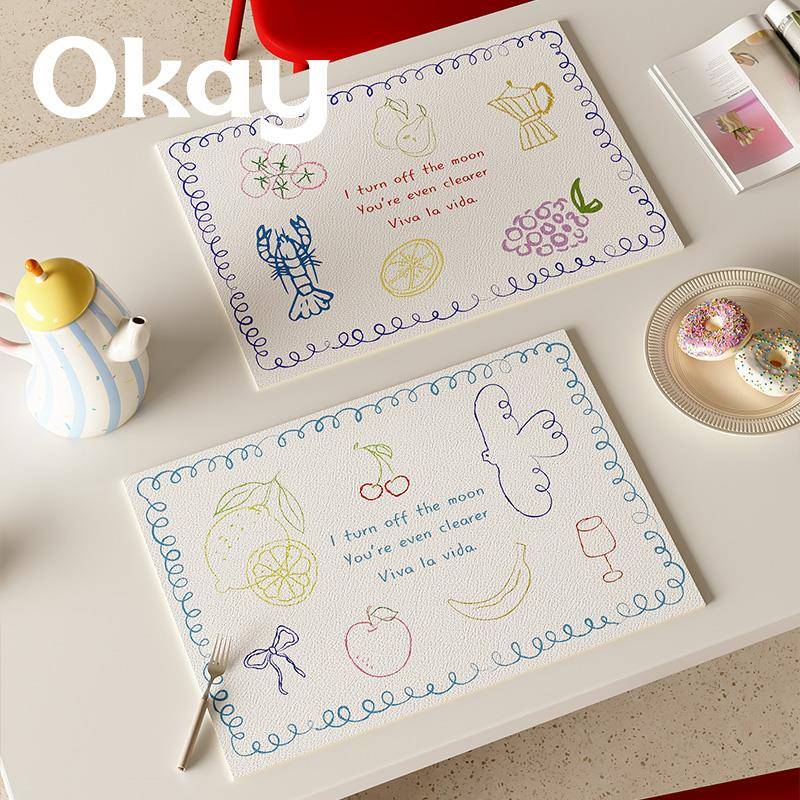 OKAY波西塔诺皮革餐垫防水防油可擦免洗 pvc滑鼠垫杯垫碗垫隔热垫