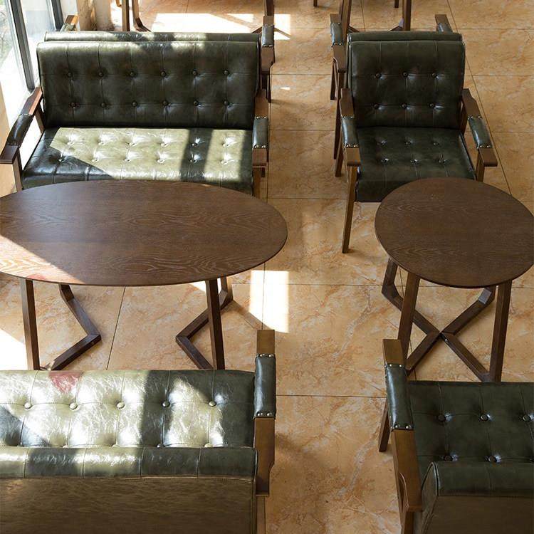 复古民宿咖啡厅桌椅组合奶茶店餐厅沙发卡座酒吧洽谈酒馆商用休闲