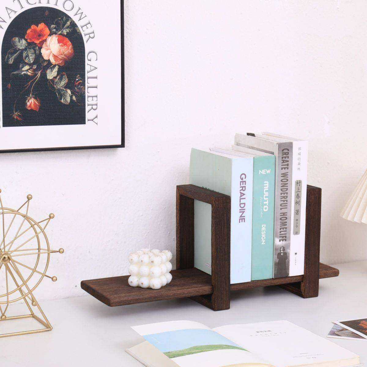 实木简易桌面中式书架收纳小型简约置物架办公桌多功能床头书架