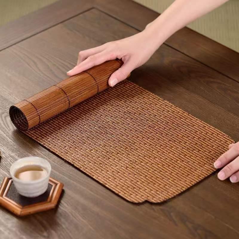 复古精致竹编茶席干泡茶垫茶道点茶榻茶具配件茶盘垫子手工精编席