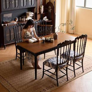 本来就复古/希拉里餐桌/法式复古实木饭桌中古客厅家用长方形桌子