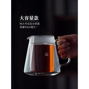 玻璃公平杯大容量600ml双层茶机大茶海杯绝缘绝缘茶壶