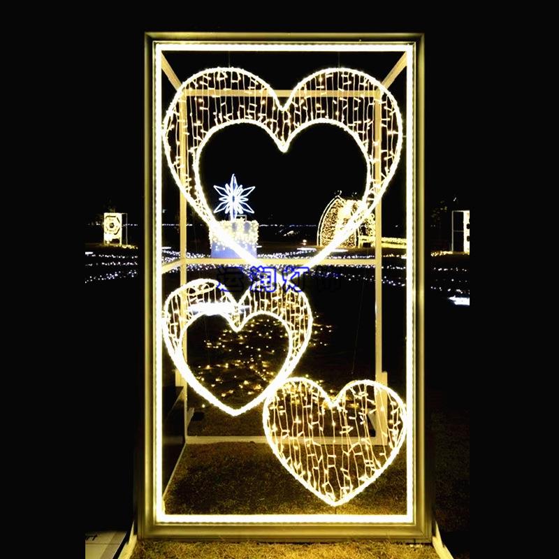 灯光节月亮造型灯户外防水图案灯雪花造型公园草坪亮化LED相框灯