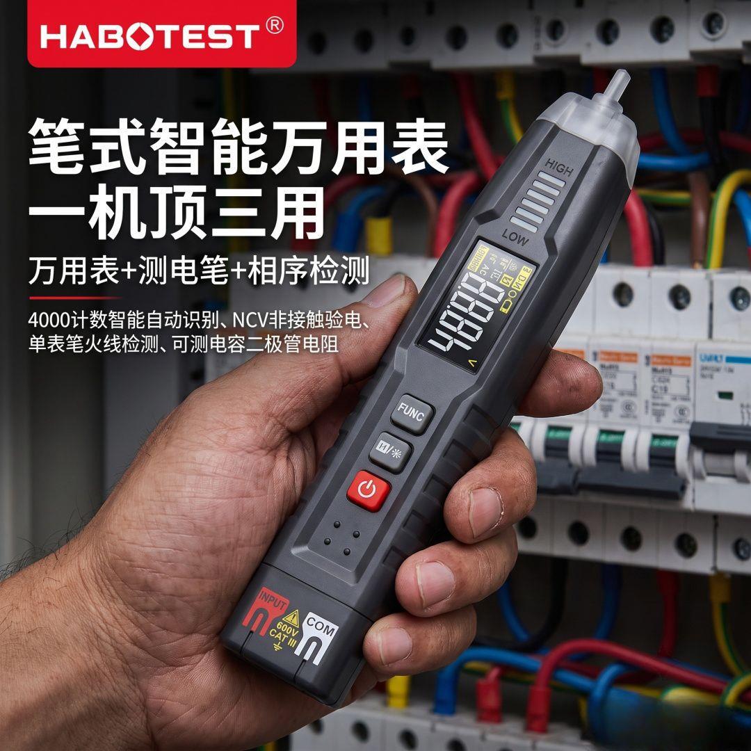 笔式万用表相序检测4000计数智能自动识别小型便携式华博HT122