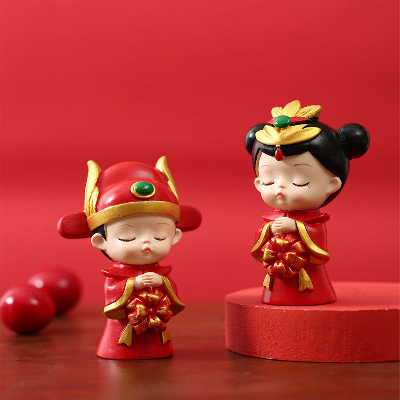 结婚庆用品娃娃婚礼物百年好合礼品婚房家居装饰摆设中式摆件公仔