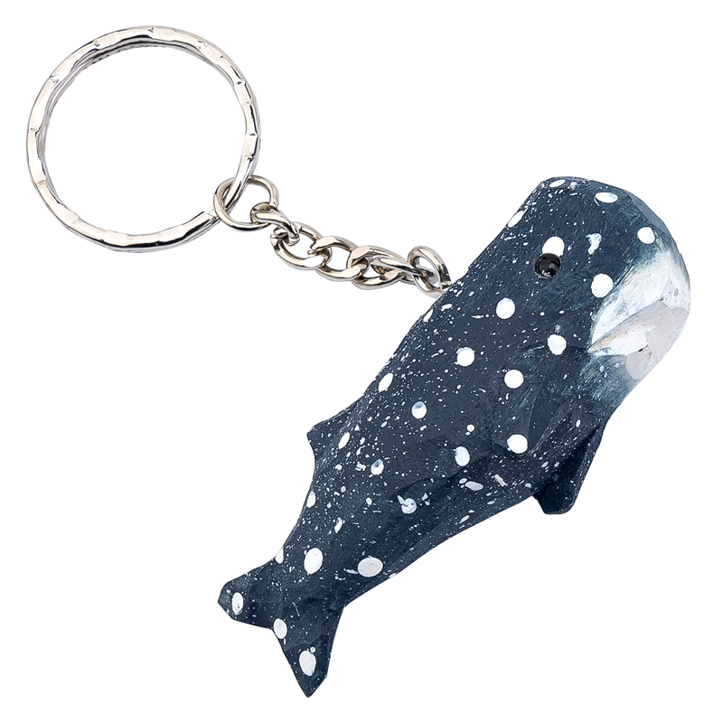 卡通动物钥匙链鲸鱼木雕钥匙扣小挂件创意手工雕刻生日礼物包挂饰