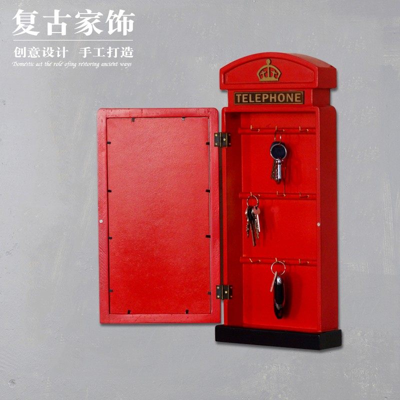 英伦风复古创意多功能化妆镜试衣收纳盒壁饰收纳箱置物钥匙箱挂饰,家居饰品,壁饰,淘宝优惠券,粉丝福利购,淘宝优惠卷