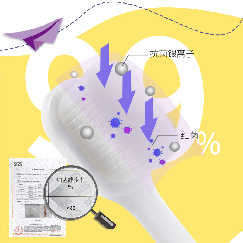 幸福草儿童牙刷万根软毛超细1-2-3-4-6-8-10岁半以上宝宝牙膏套装