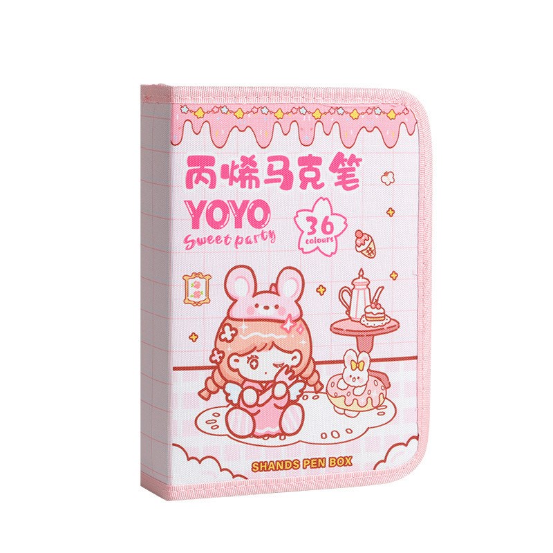 丙烯马克笔收纳盒笔袋女小学生彩笔收纳袋多功能收纳包水彩笔手提