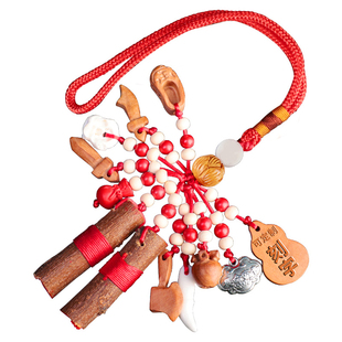 桃木剑婴儿挂件小宝宝手工别针儿童狗牙朱砂随身携带东南桃树枝条