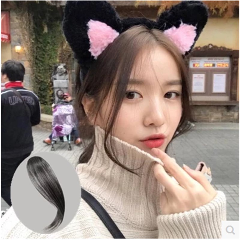 中分刘海片空气假发片假发女超薄隐形无痕斜刘海假发片侧分刘海片