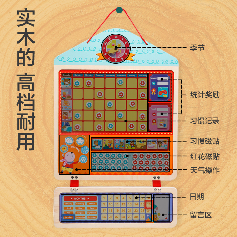 儿童习惯养成自律表挂式奖励贴纸家用宝宝成长学习时间管理计划表