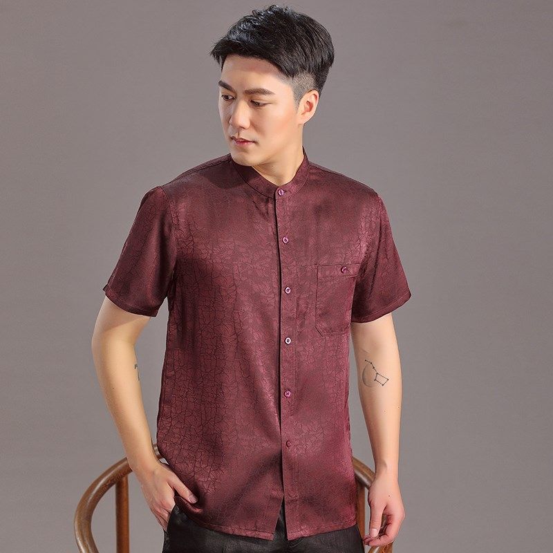 唐装衬衣休闲短袖立领男装T恤薄款中式夏装中国风男士青年衬衫,男装,唐装,淘宝优惠券,粉丝福利购,淘宝优惠卷