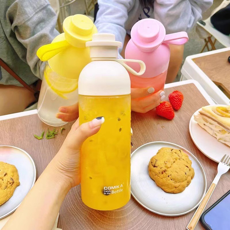 comika随行杯女生户外透明塑料水杯高颜值便携大容量极简玻璃杯夏