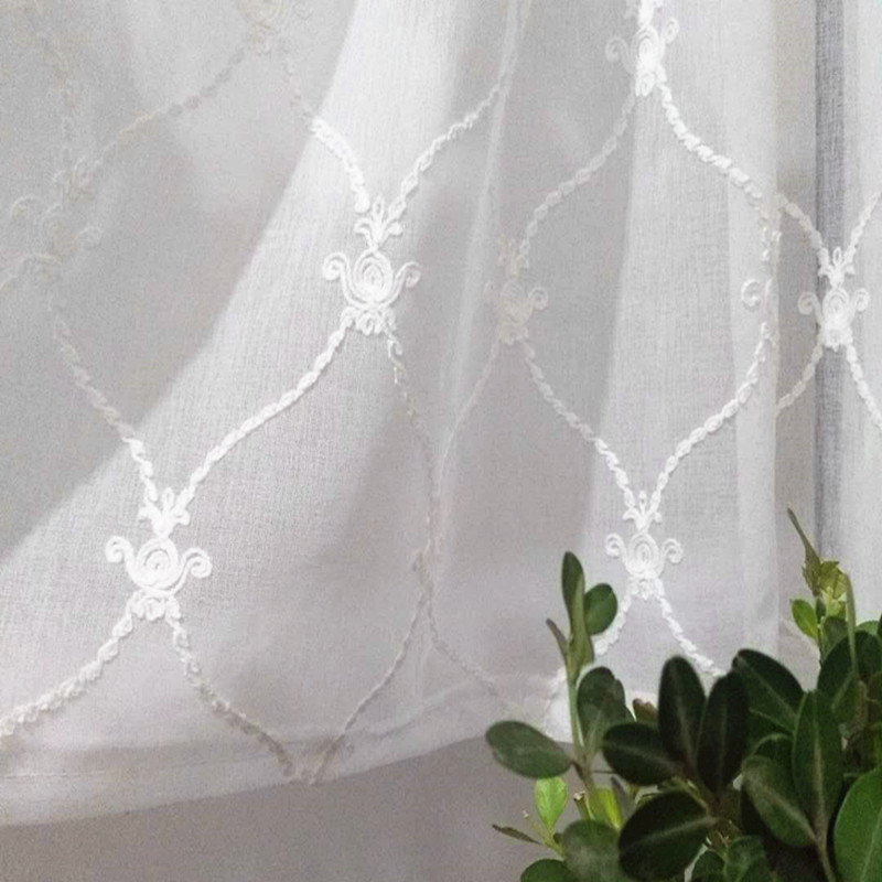 美式绣花麻纱门帘厨房隔断帘洗手台半帘橱柜防尘帘装饰短帘咖啡帘