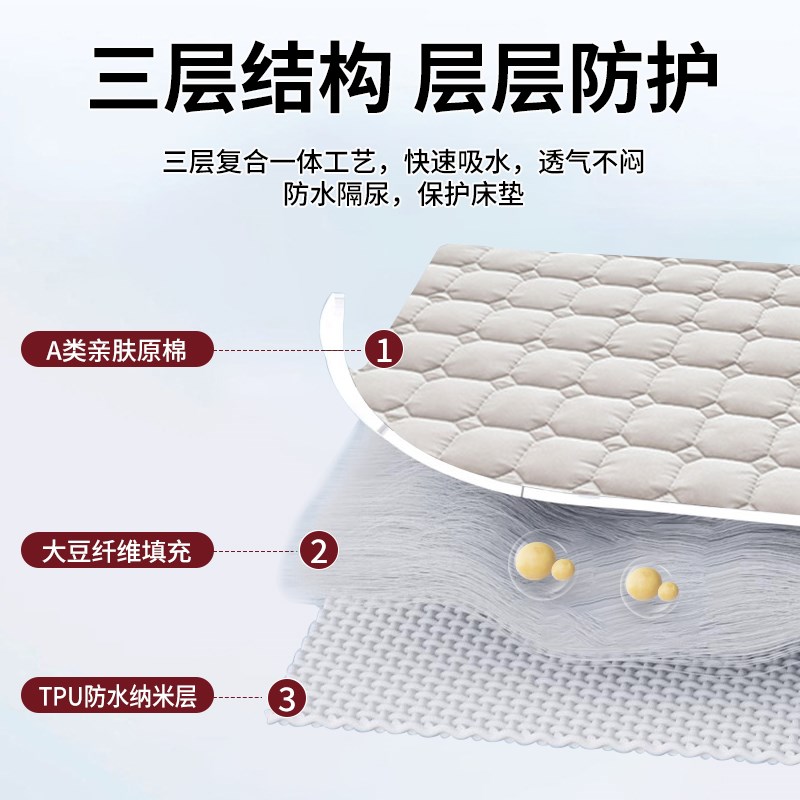 床笠防水隔尿透气可机洗床罩席梦思床垫保护罩床单床套2024新款
