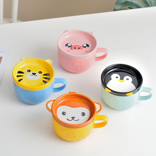 日式萌系宠物盖杯 可爱柴犬三花猫马克杯猫咪情侣陶瓷咖啡杯卡通