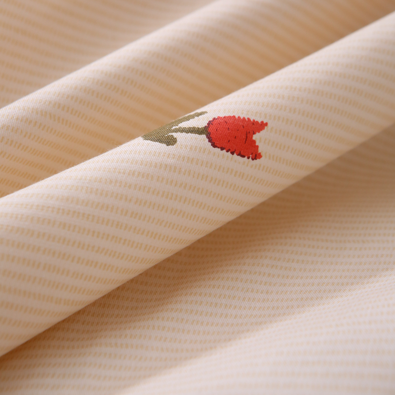 条纹小花 纯棉床单单件1.51.82.0被套枕套100全棉加厚床品简约女