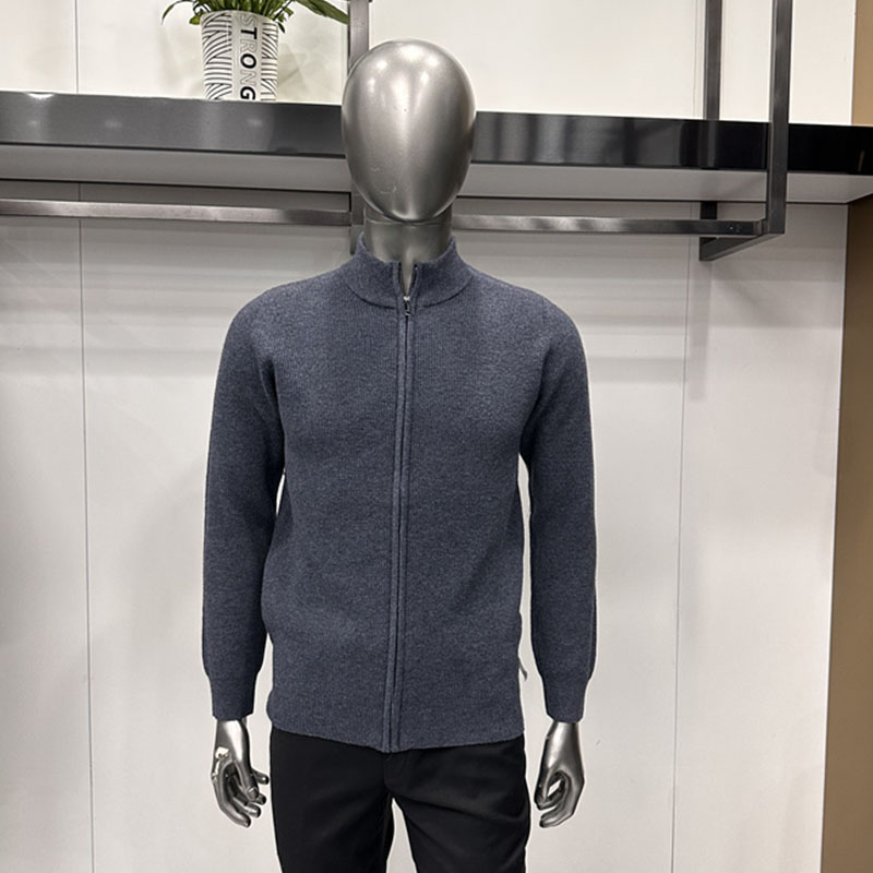 新男士长袖羊毛针织马甲开衫 拉炼半高领时尚设计高弹微厚免熨烫5