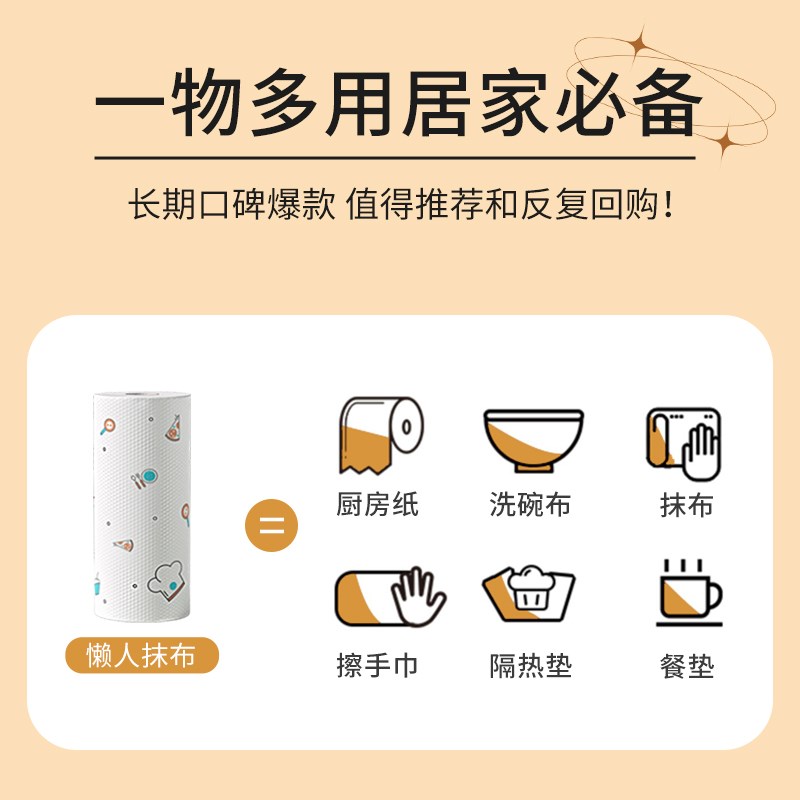 希思利雅懒人抹布干湿两用厨房纸加厚一次性洗碗布吸油吸水专用纸