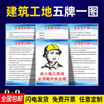 建筑工地五牌一图安全标识牌八大员岗位职责制度牌十牌两图现场警