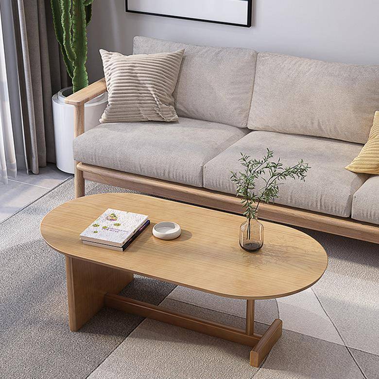 北欧家用小户型实木茶几椭圆形原木小桌子简约现代创意矮茶台桌