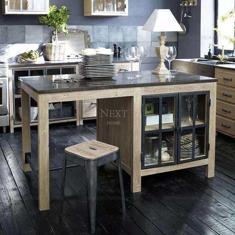 美式实木中岛台厨房备餐桌料理台大理石餐边柜储物柜原木做旧碗柜,电子/电工,接线端子,淘宝优惠券,粉丝福利购,淘宝优惠卷