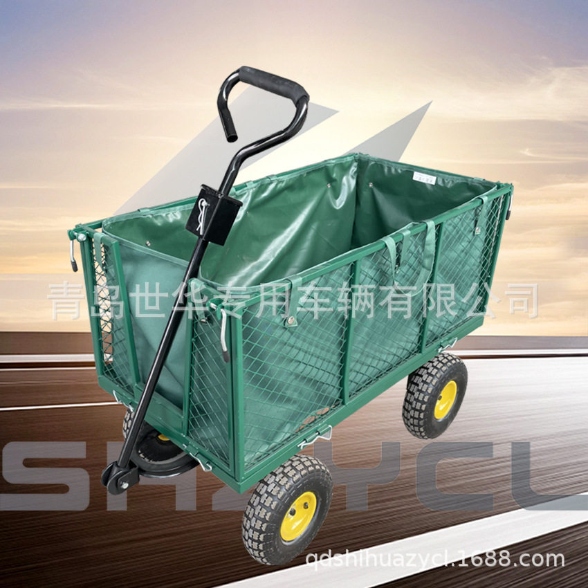四轮手拉园林绿色网车 超市花店用工具车搬运车物料网车TC1840G