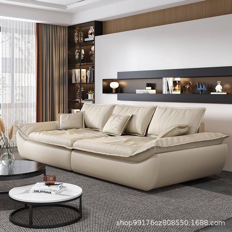 意式轻奢超宽坐深帆船沙发客厅现代极简乳胶颗粒羽绒科技布网红款