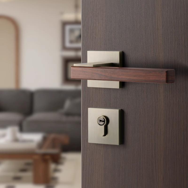 新中式房门锁分体卧室门锁室内磁吸木门锁静音房间青古铜家用锁具