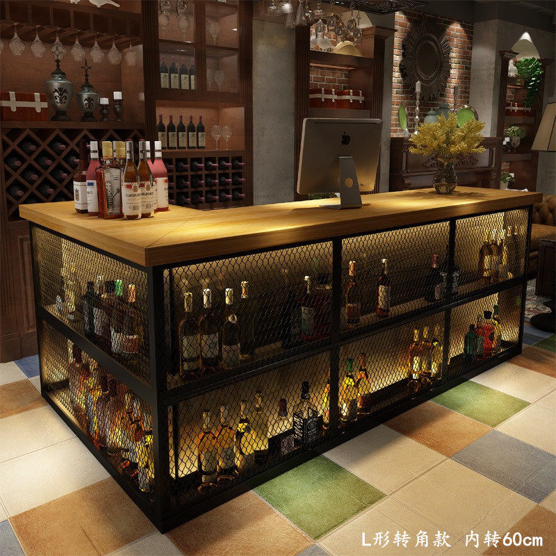 工业风奶茶店复古收银台转角柜台酒吧吧台餐厅饭店服装店前台桌