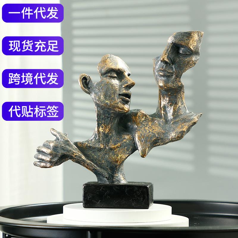 爆款情侣面具欧式树脂工艺品个性家居桌面轻奢房间装饰品摆件