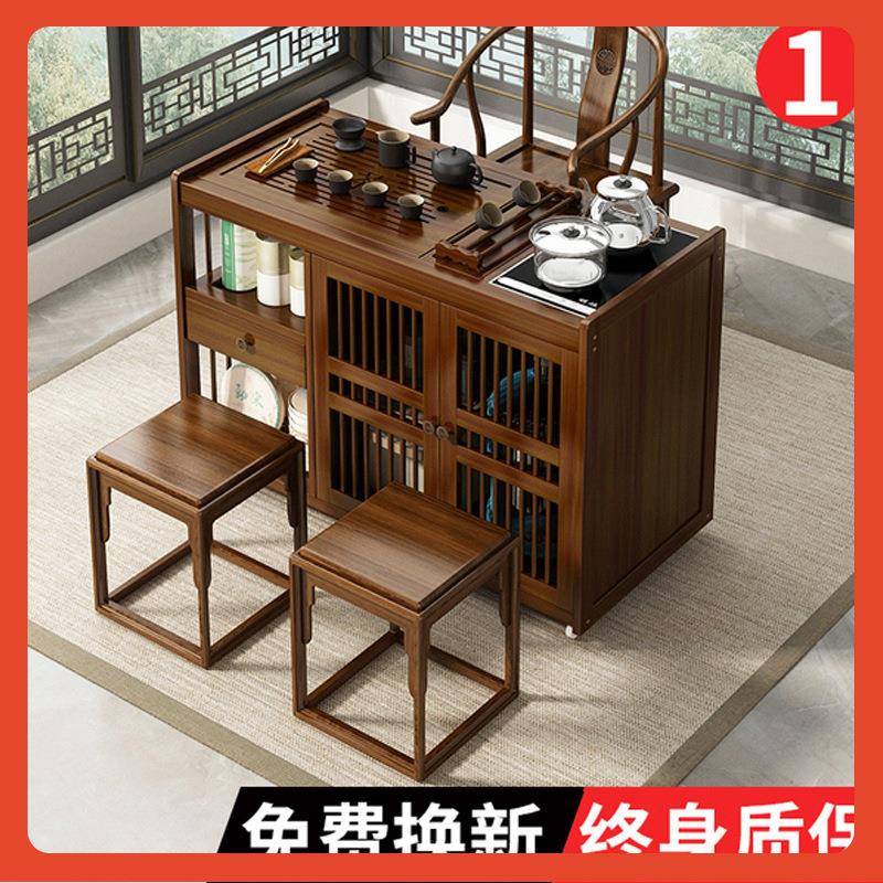 移动茶桌小茶台实木茶水柜带轮客厅家用阳台烧水壶一体功夫边茶几