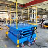 非标手动牵引液压升降平台车移动式 固定式 货梯倾斜滚筒同步剪叉