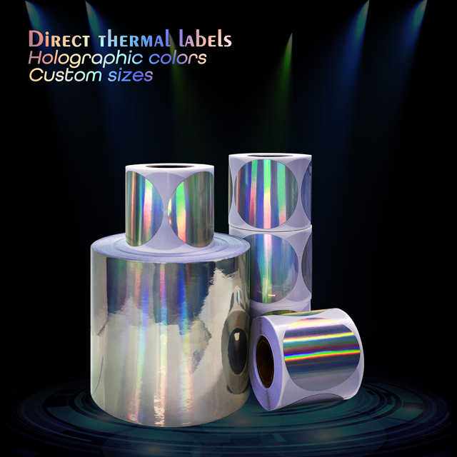 热敏素面镭射标签亚马逊爆款不粘胶个性不干胶条码条形码背胶防伪