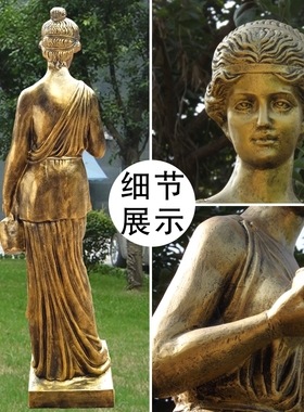 欧式大型落地人物雕像流水喷泉摆件酒店橱窗庭院水景循环水装饰品