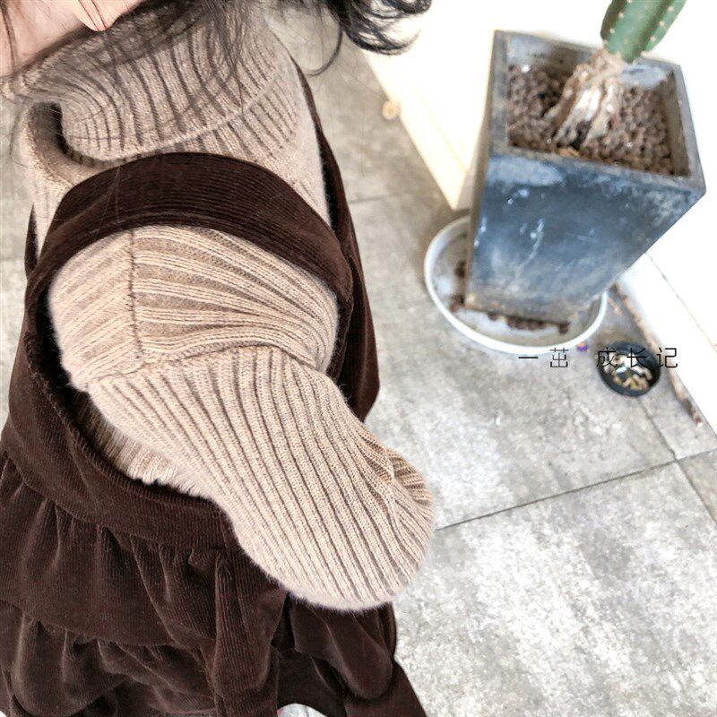 女童套装2022秋冬复古高领毛衣灯芯绒背带裙两件套女孩气质连衣裙