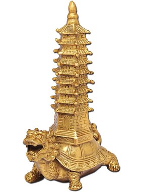 龙龟文昌塔純銅背9层九层文昌塔书桌办公桌上摆件
